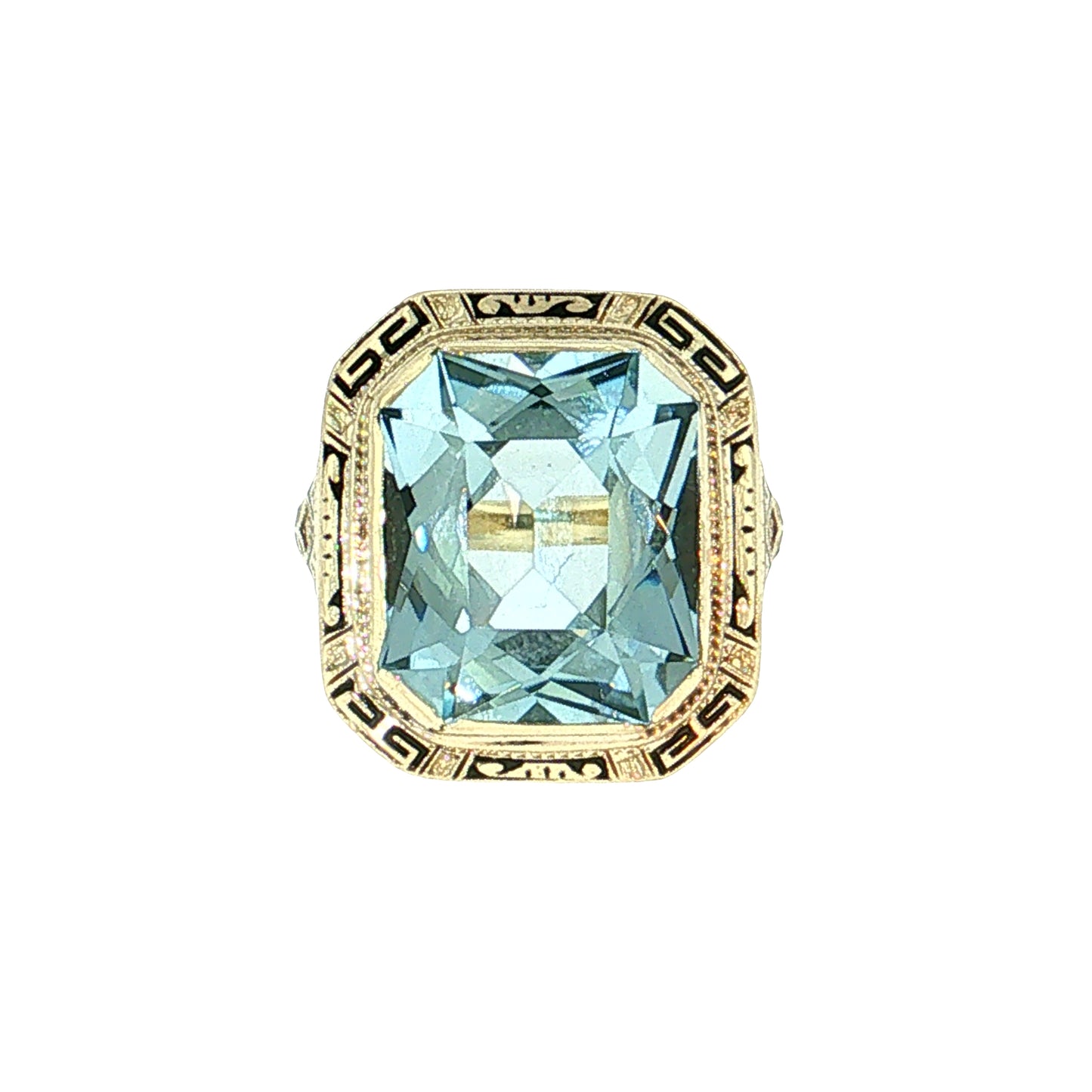 8.36 Antique Art Deco Aquamarine Cocktail Ring 14k