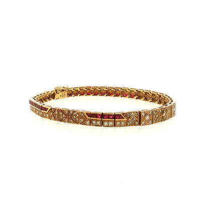 3.29 Diamond & Ruby Bracelet 18k Yellow Gold