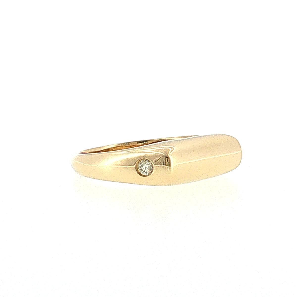 .08 Diamond Bar Signet Stacking Ring 14k
