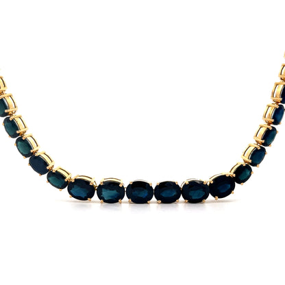 82 Carat Oval Sapphire Statement Necklace 18k Yellow Gold
