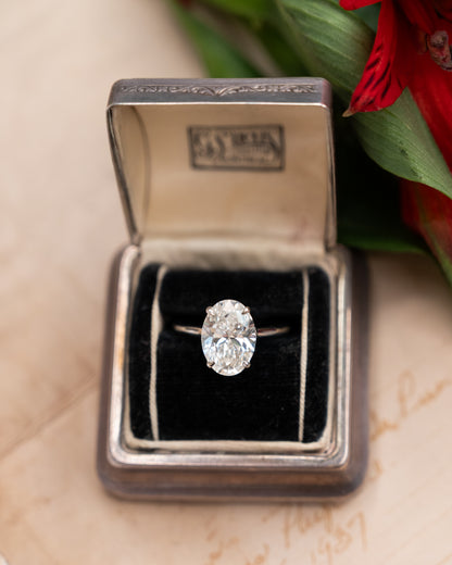 4.02 Oval Diamond Engagement Ring 18K White Gold