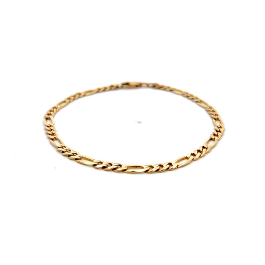 8 Inch Figaro Chain Bracelet in 14k Yellow Gold