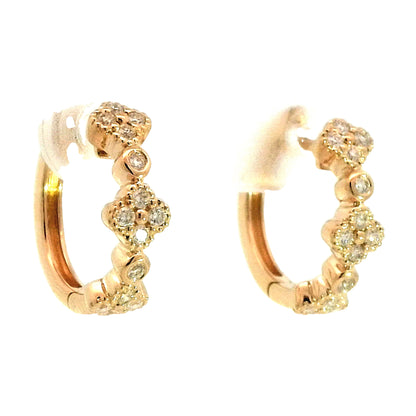.28 Cluster Diamond Hoop Earrings in 14k Yellow Gold