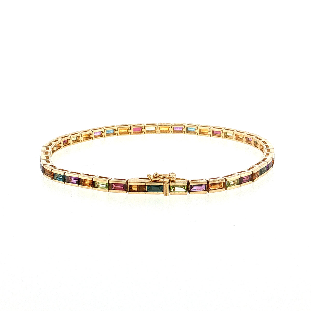 6.00 Baguette Cut Multi-Gemstone Line Bracelet 14k