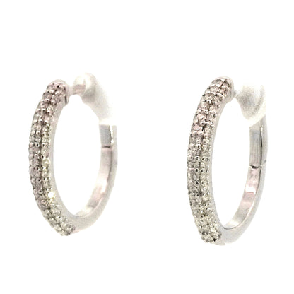 .37 Round Brilliant Diamond Hoop Earrings in 18 White Gold