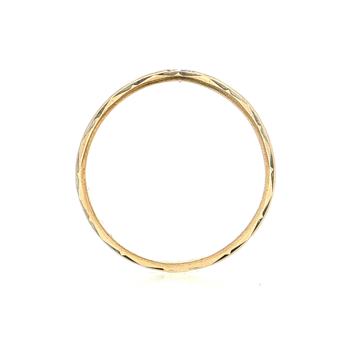 .11 Vintage Diamond Engraved Wedding Band Two-Tone 14k