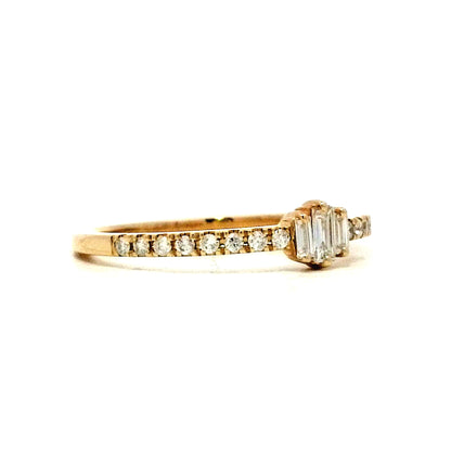 .13 Baguette Three Stone Stacking Ring in 14k Yellow Gold