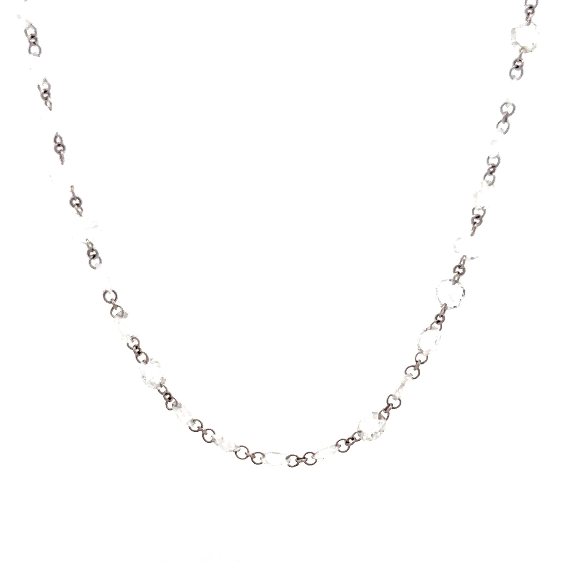 9.00 Rose Cut Diamond Necklace in 18k White Gold