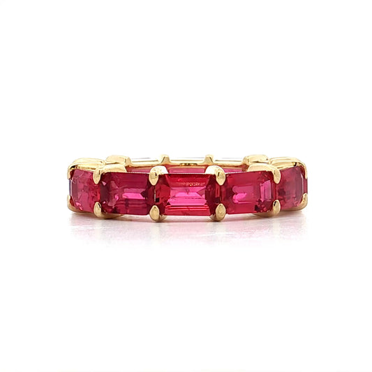 9.20 Emerald Cut Ruby Eternity Band 18k Yellow Gold