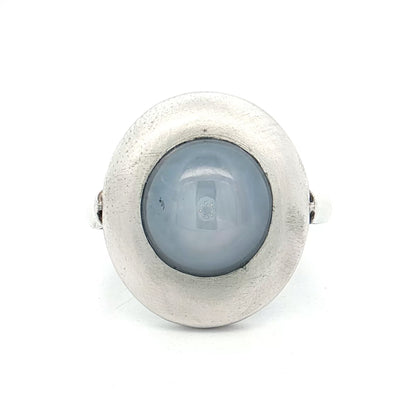 9.41 Cabochon Star Sapphire Cocktail Ring Platinum