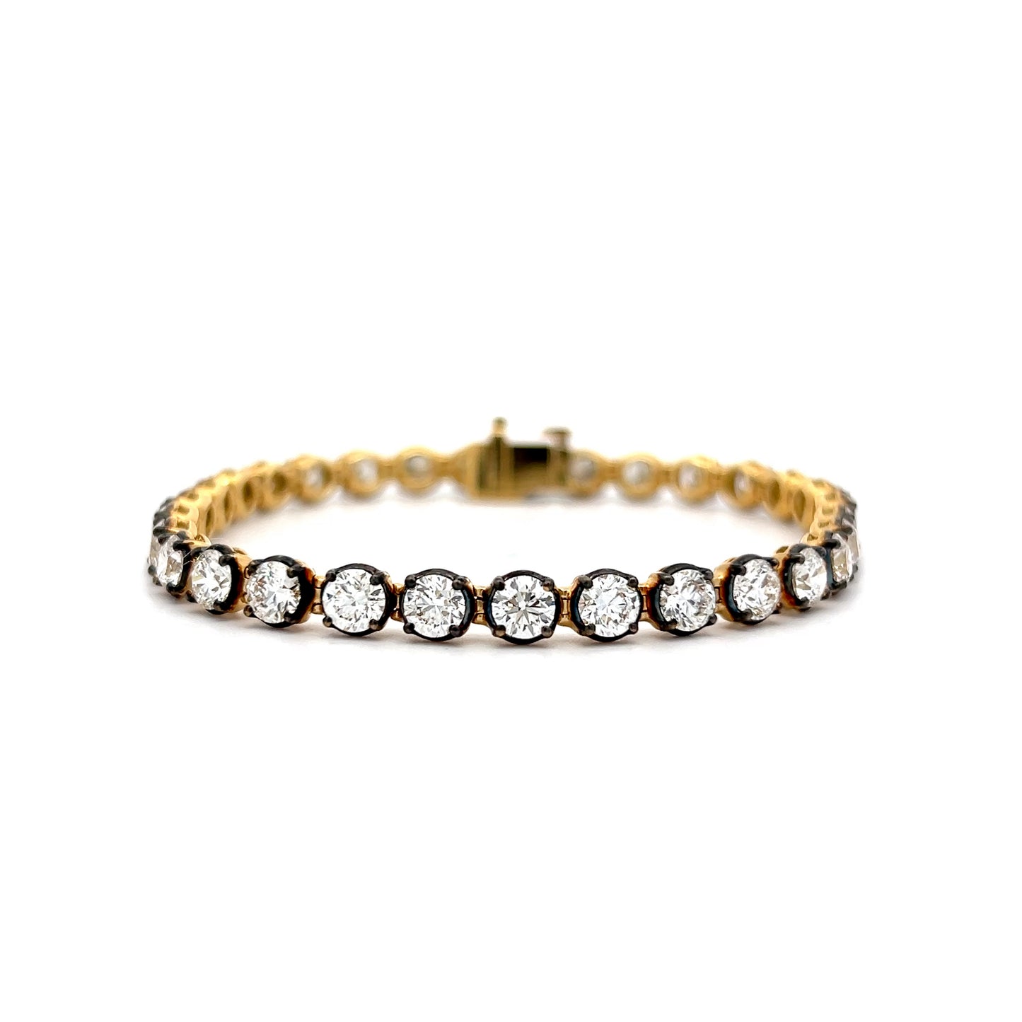 9.55 Diamond Black Rhodium Tennis Bracelet in 18k Yellow Gold