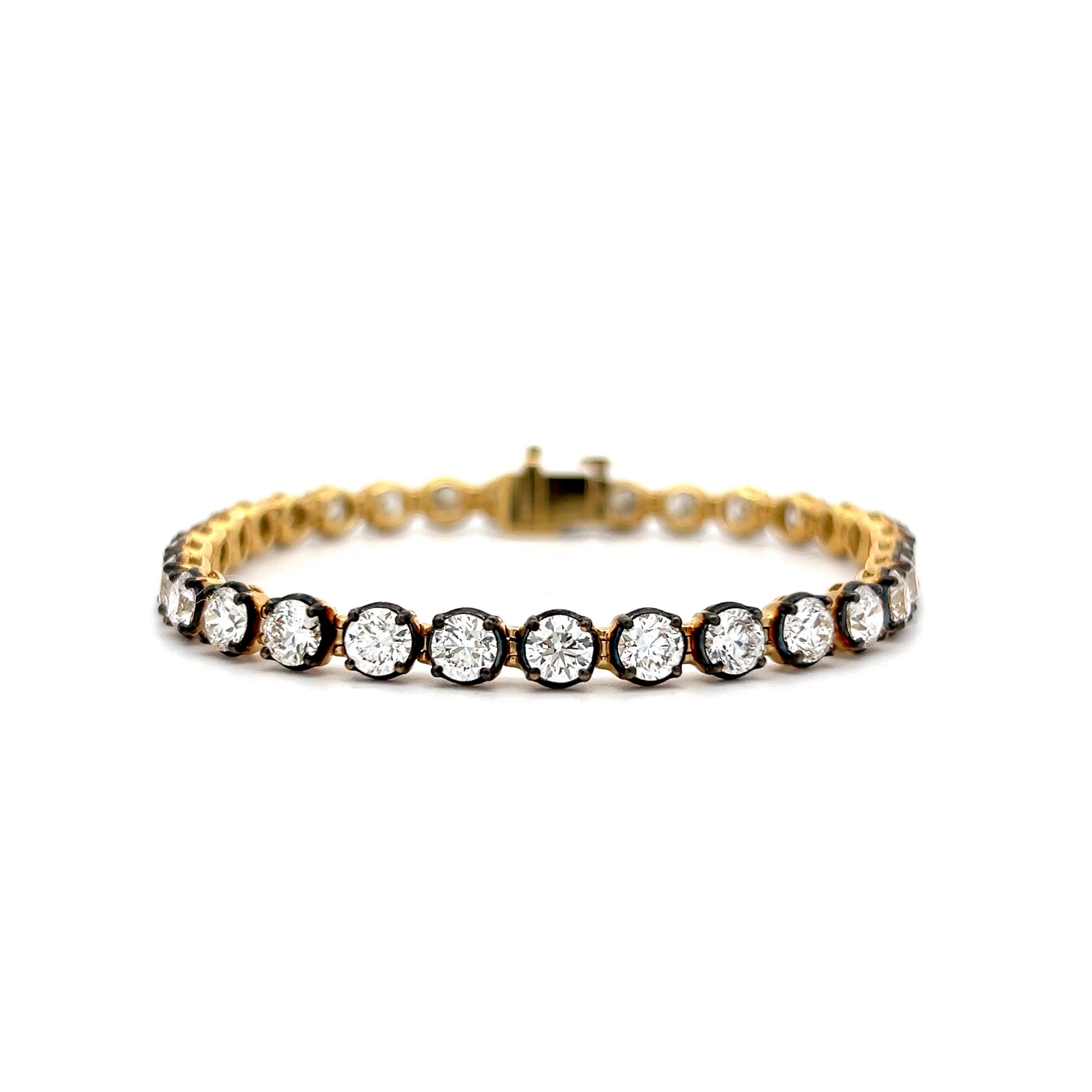 9.55 Diamond Black Rhodium Tennis Bracelet in 18k Yellow Gold