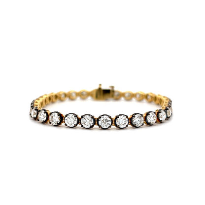 9.55 Diamond Black Rhodium Tennis Bracelet in 18k Yellow Gold
