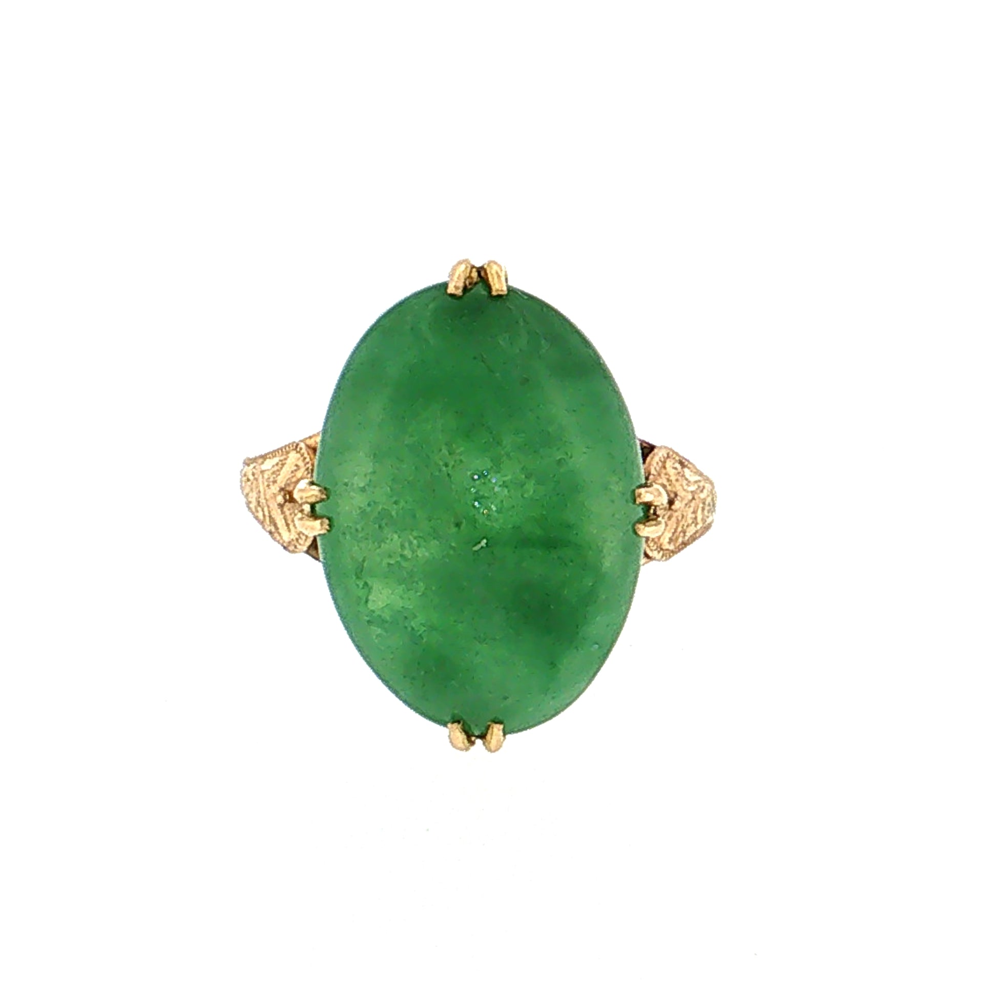 9.59 Antique Victorian Jadeite Cabochon Cocktail Ring 18k Rose Gold