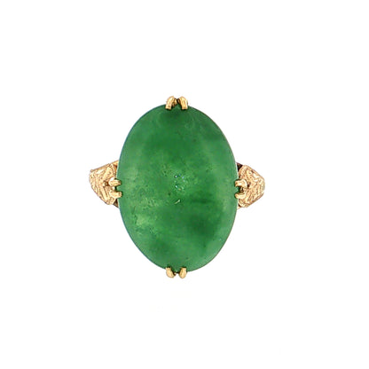 9.59 Antique Victorian Jadeite Cabochon Cocktail Ring 18k Rose Gold