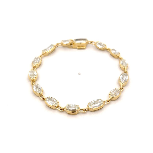 9.89 Diamond Paperclip Link Bracelet 18k Yellow Gold