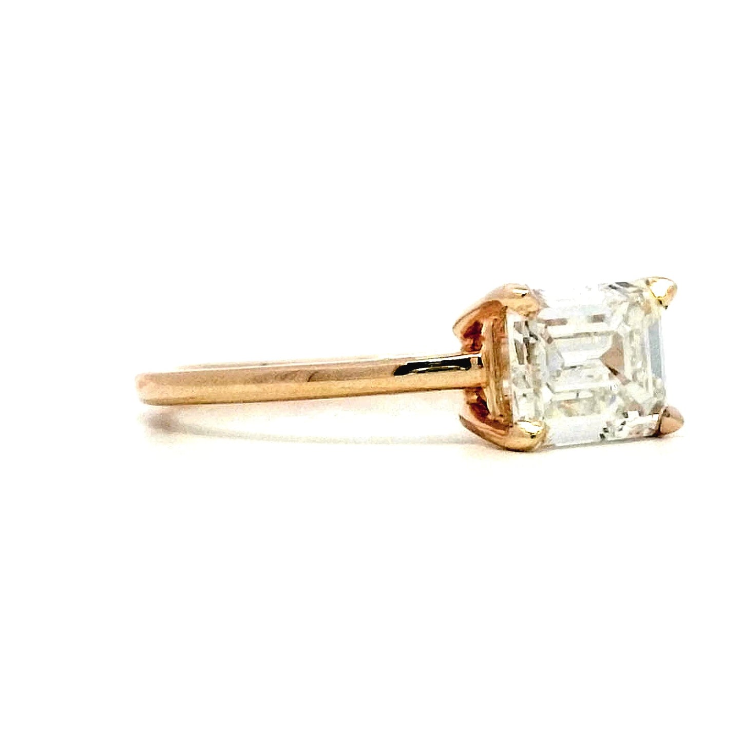 1.57 Emerald Cut Solitaire Engagement Ring in 14k Yellow Gold