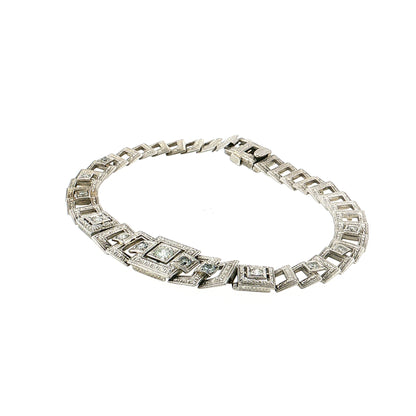 .49 Antique Art Deco Diamond Link Bracelet 14K White Gold