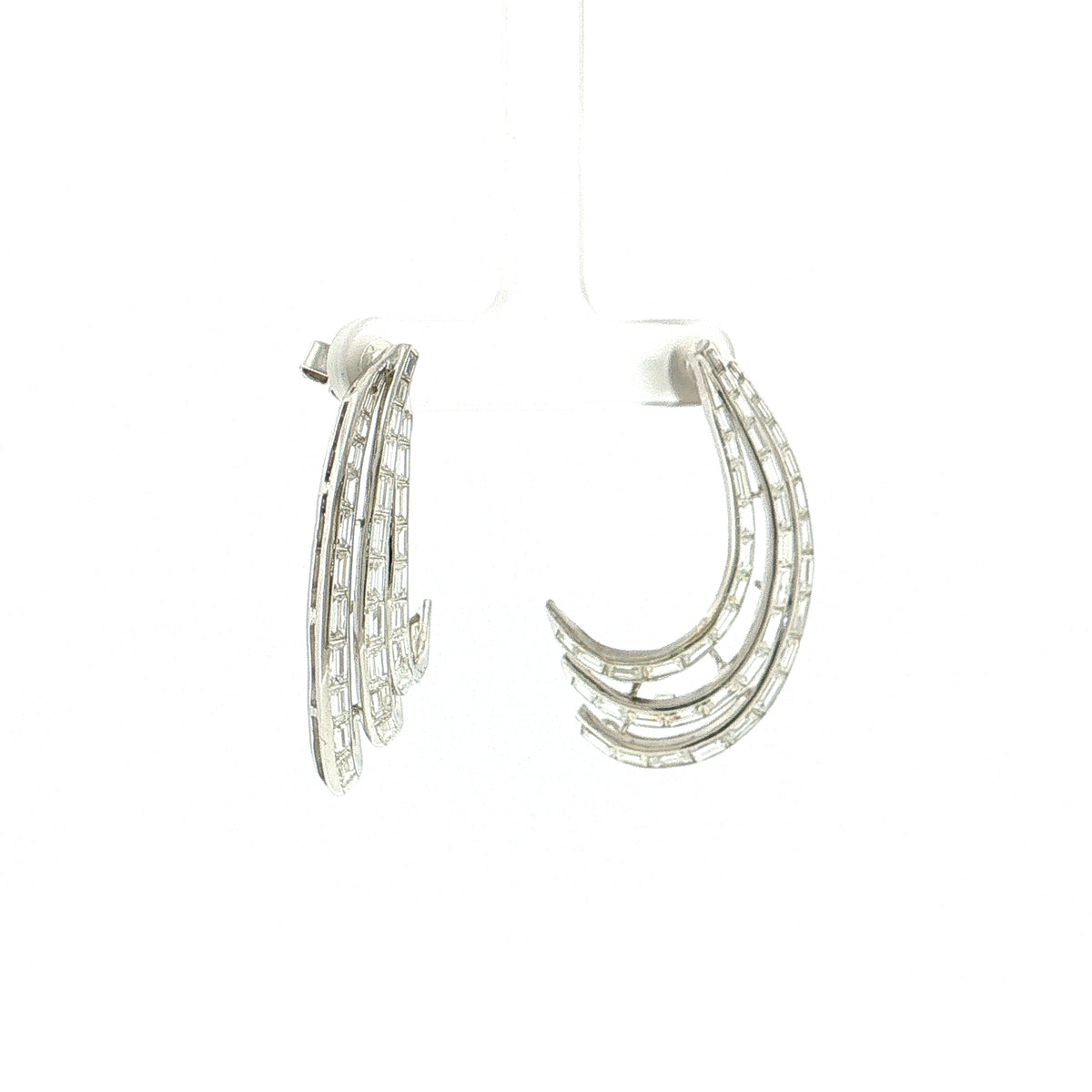 5.50 Baguette Diamond Drop Earrings Platinum & 18k White Gold