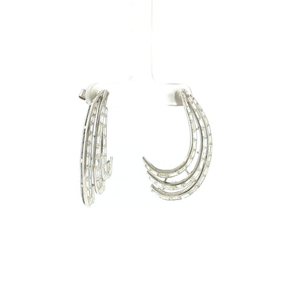 5.50 Baguette Diamond Drop Earrings Platinum & 18k White Gold