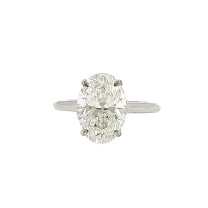 4.02 Oval Diamond Engagement Ring 18K White Gold - Front