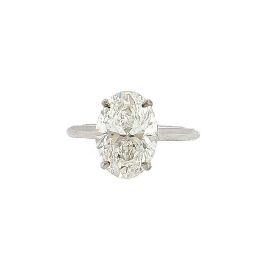 4.02 Oval Diamond Engagement Ring 18K White Gold - Front
