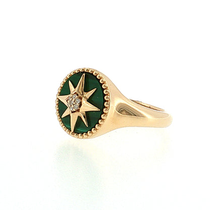 Effy Malachite Diamond Compass Cocktail Ring 14k