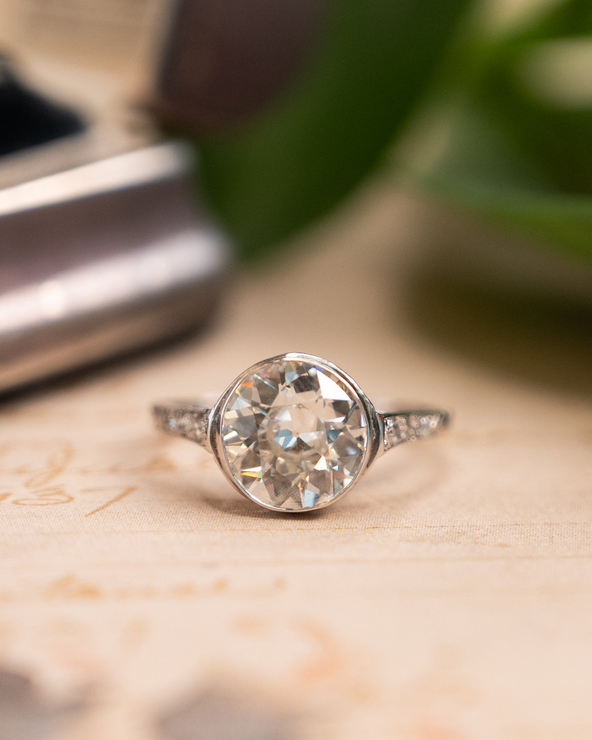 2.21 GIA Antique Old European Diamond Engagement Ring Platinum