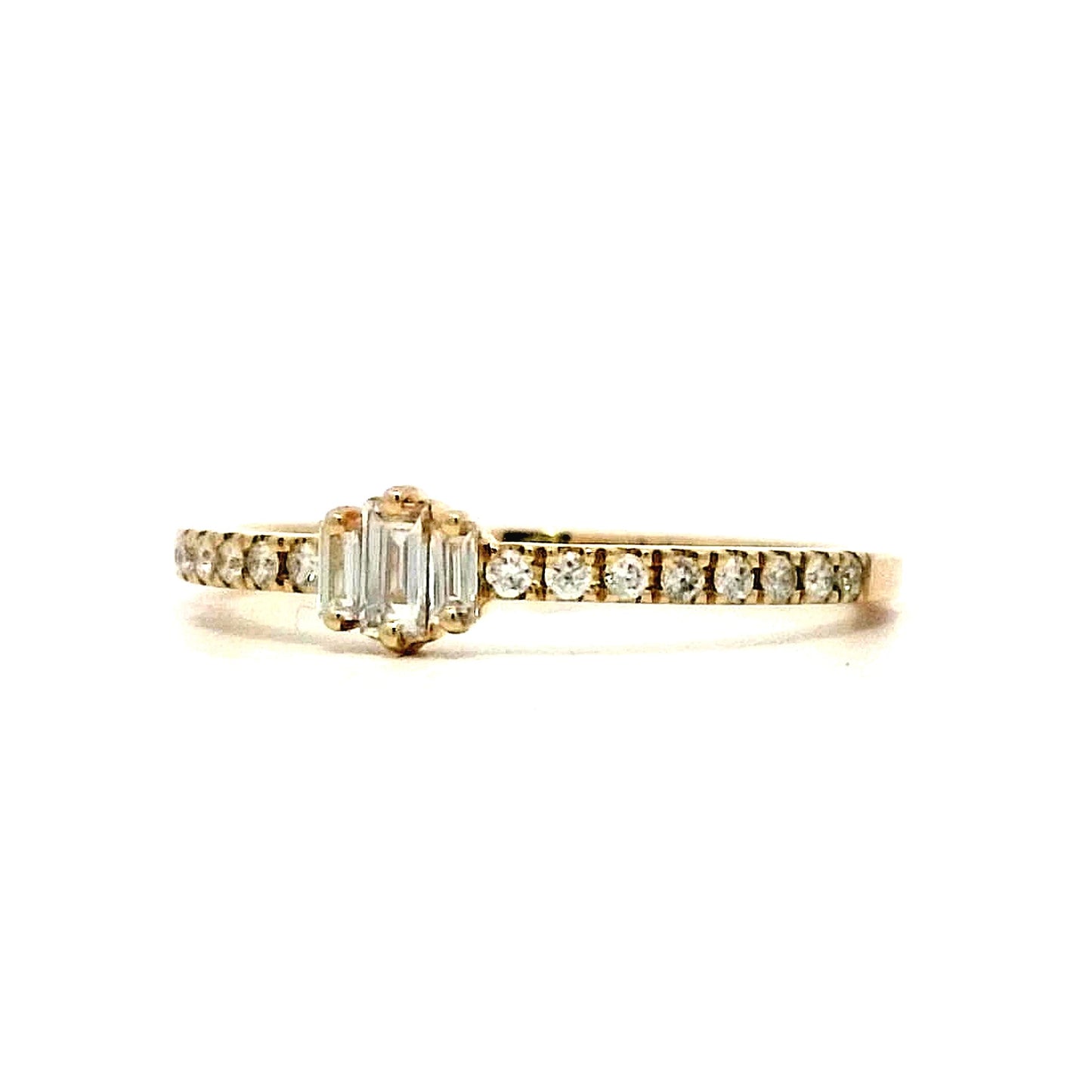 .13 Baguette Three Stone Stacking Ring in 14k Yellow Gold