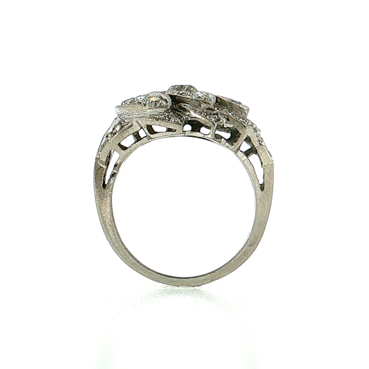 .25 Vintage Old European Diamond Cocktail Ring Palladium