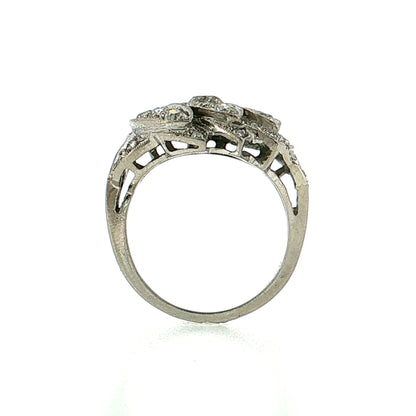 .25 Vintage Old European Diamond Cocktail Ring Palladium