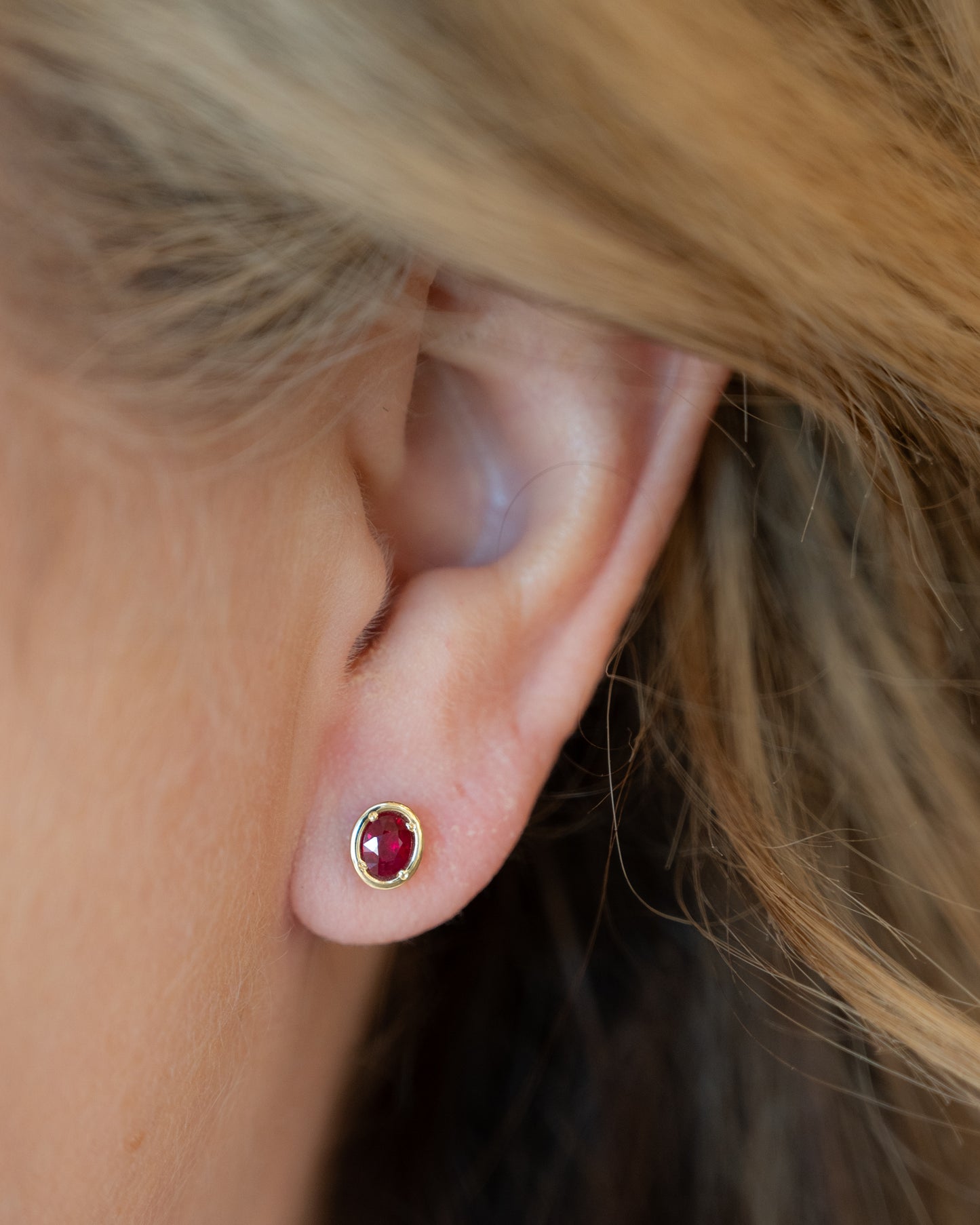 .30 Ruby Stud Earrings in 14k Yellow Gold