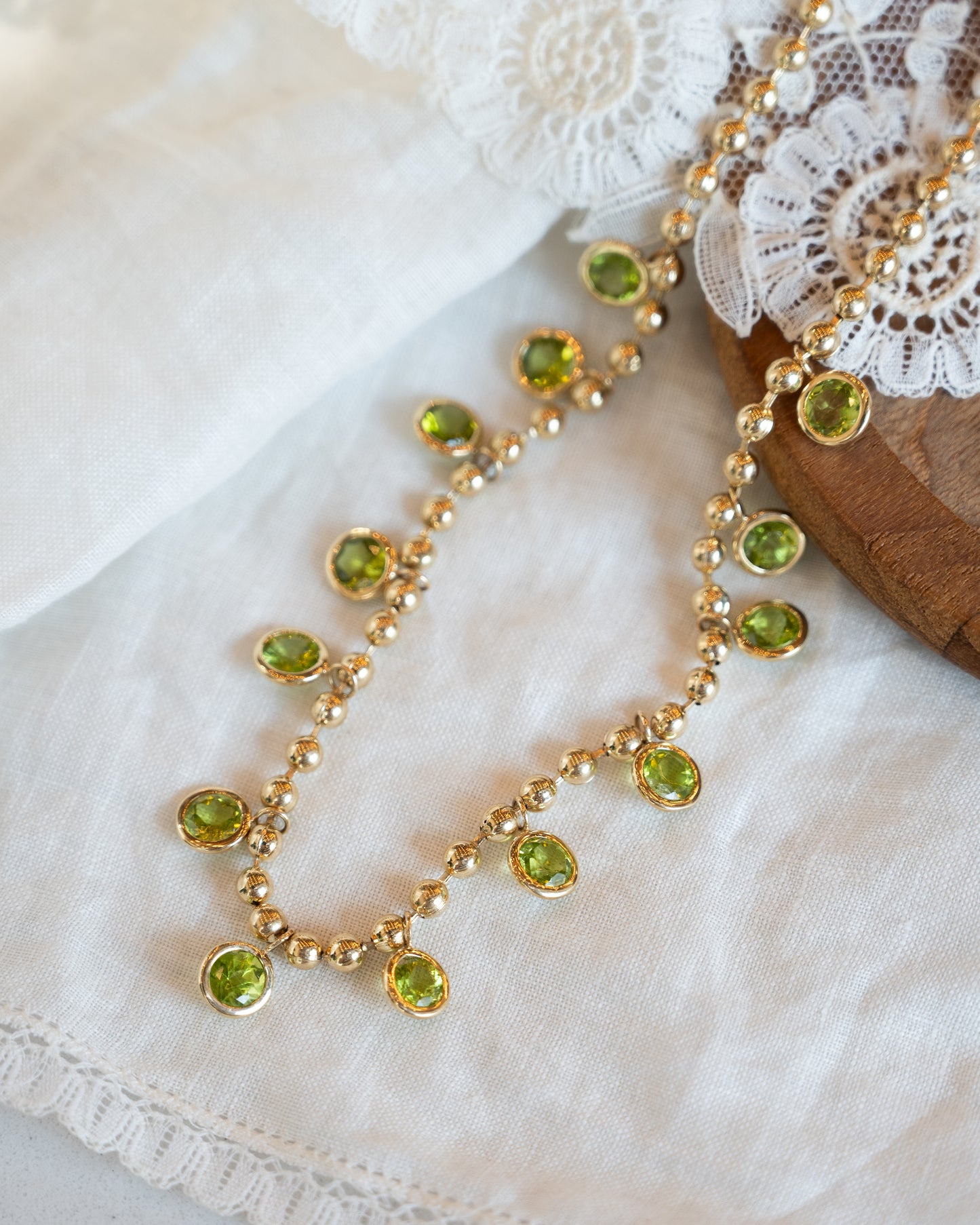 11.39 Peridot Dangle Necklace in 14k Yellow Gold