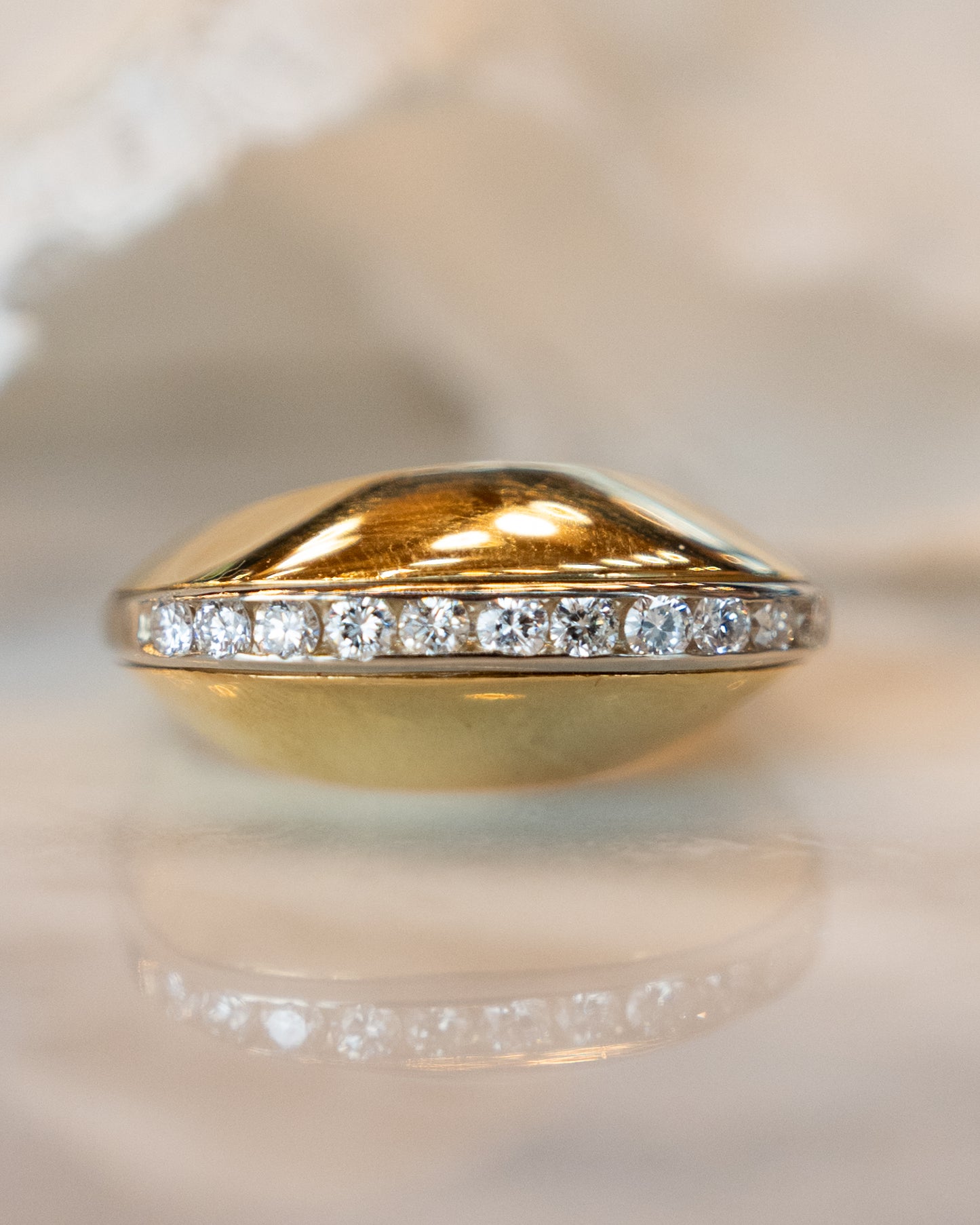 .82 Domed Diamond Cocktail Ring in 18k Yellow Gold