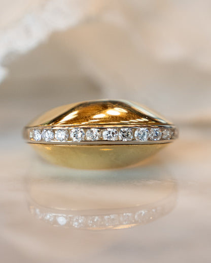 .82 Domed Diamond Cocktail Ring in 18k Yellow Gold