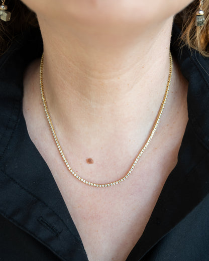 3 Carat Diamond Tennis Necklace in 18k Yellow Gold