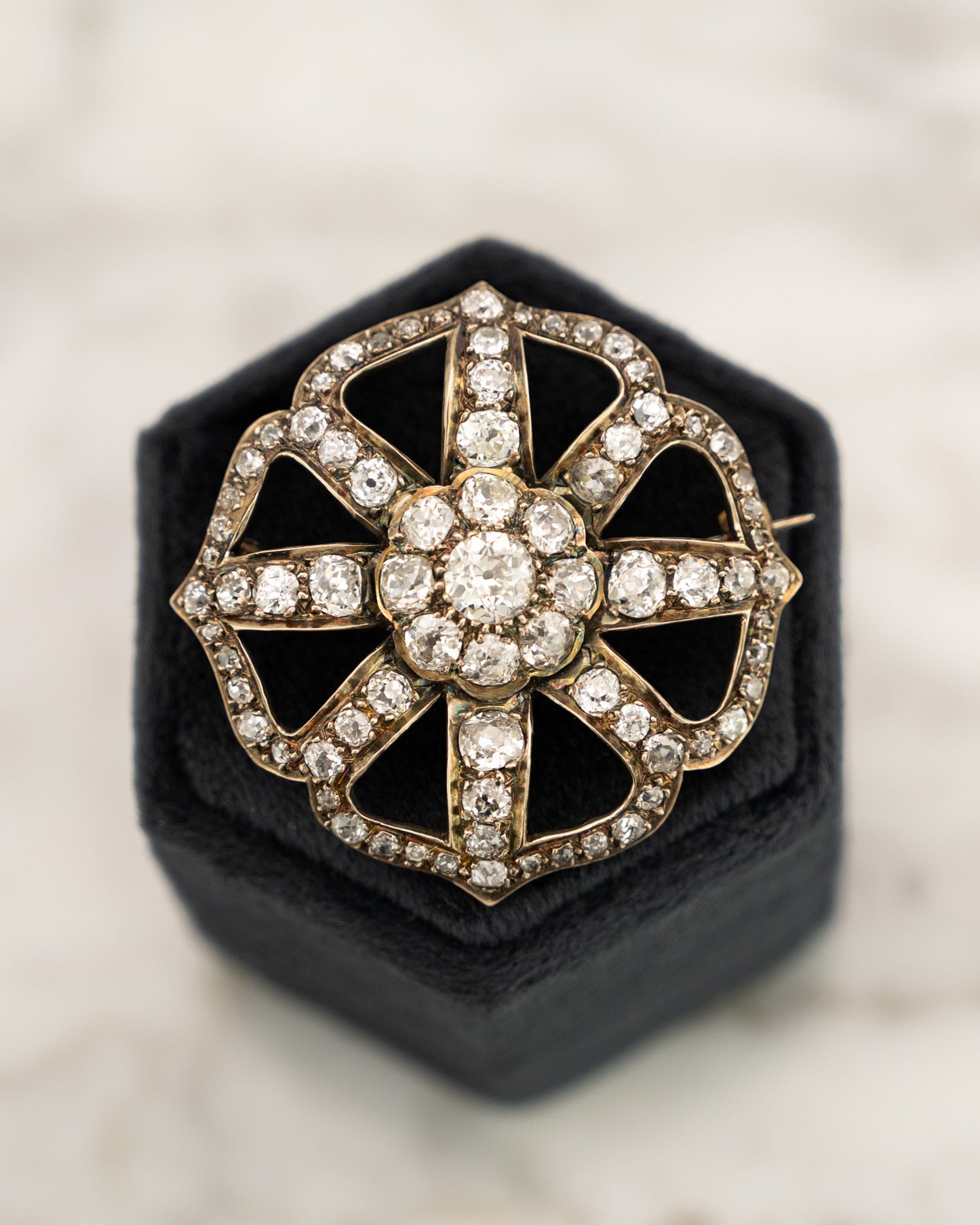 5.71 Antique Victorian Diamond Brooch in 14k/Sterling