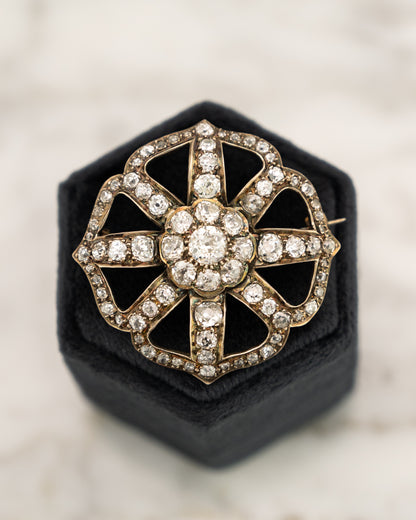 5.71 Antique Victorian Diamond Brooch in 14k/Sterling