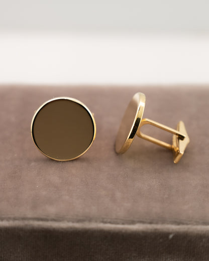 Mens Circular Cufflinks in 14k Yellow Gold
