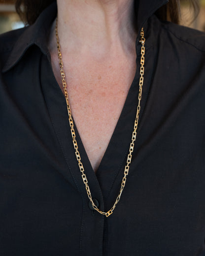 Vintage Rectangular Mariner Link Chain in 14k Yellow Gold