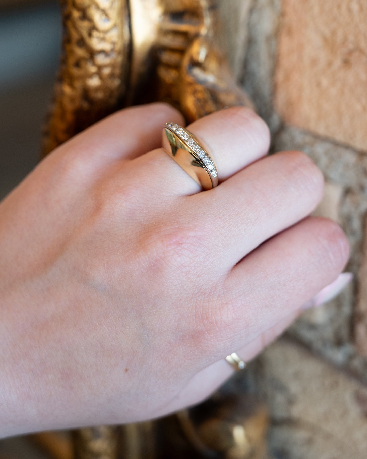 .82 Domed Diamond Cocktail Ring in 18k Yellow Gold