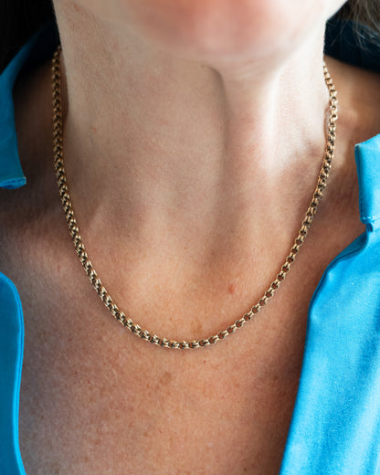 17 Inch Antique Victorian Rolo Chain Necklace in 14k