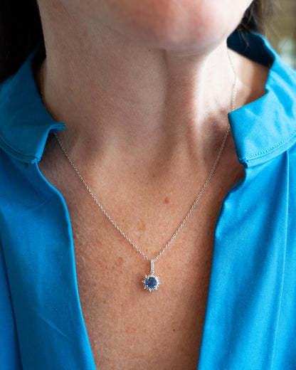 .89 Sapphire & Diamond Pendant Necklace in 14k