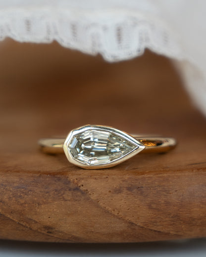 1.04 Step Pear Cut Diamond Engagement Ring 14k