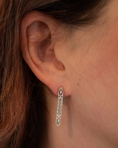 Antique Art Deco Filigree Earrings in 14k