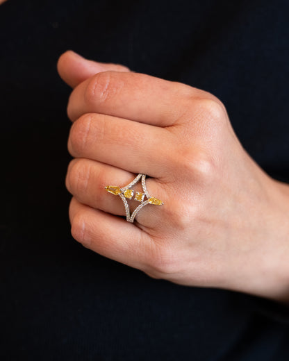 1.33 Mixed Diamond Cocktail Ring in 18k White Gold