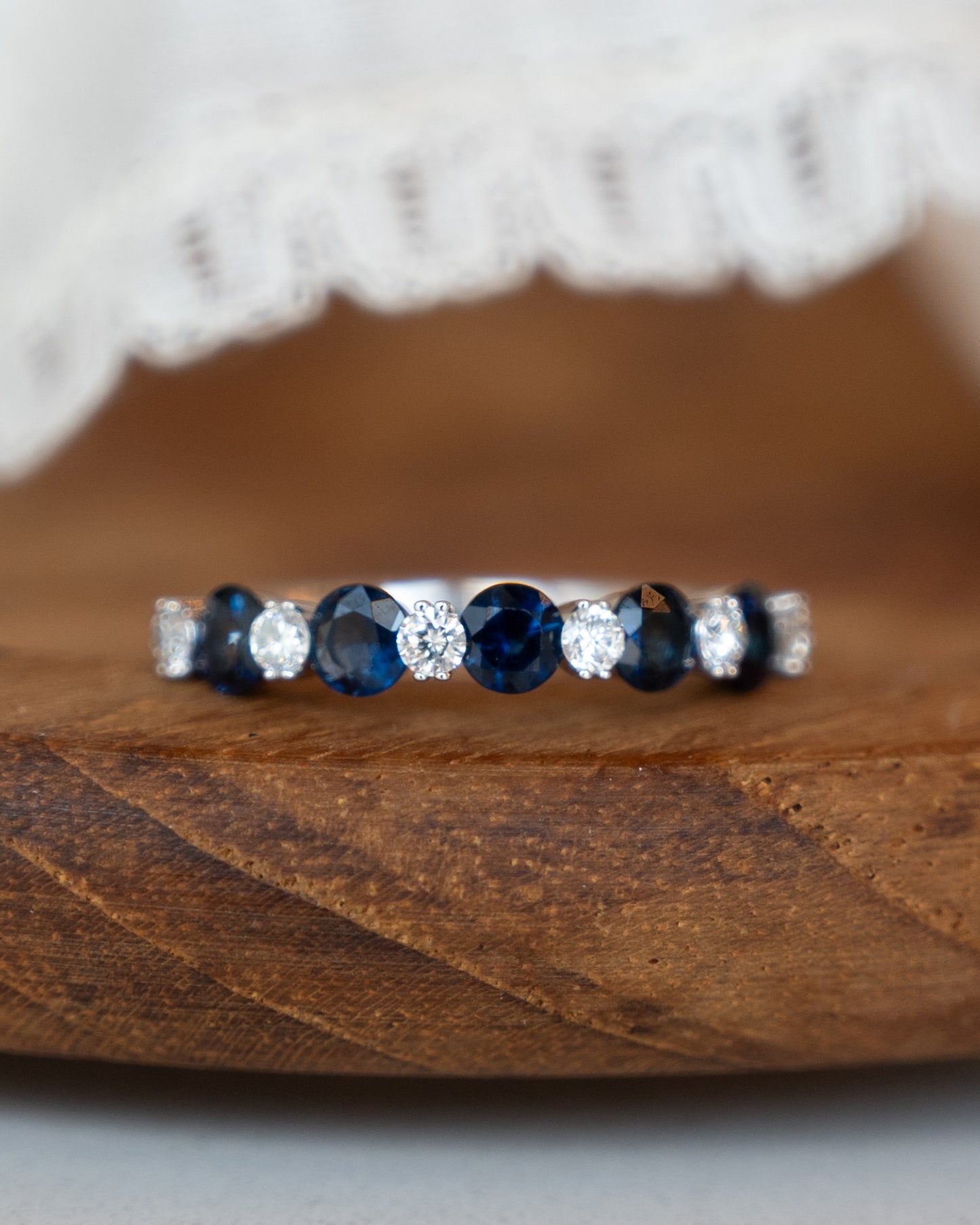 .70 Sapphire & Diamond Wedding Band in 14k
