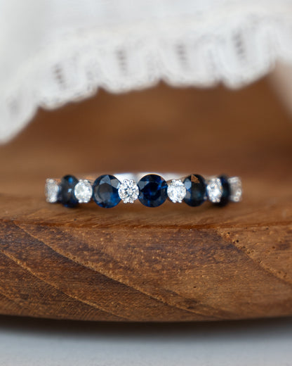 .70 Sapphire & Diamond Wedding Band in 14k