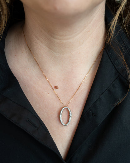 1 Carat Diamond Oval Pendant Necklace in 14k Rose Gold