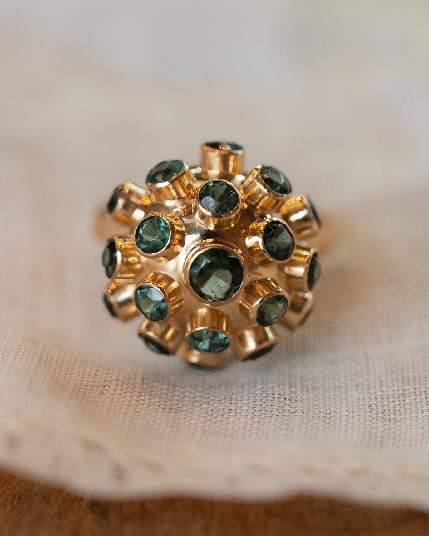 2.42 Vintage Tourmaline Sputnik Cocktail Ring in 14k